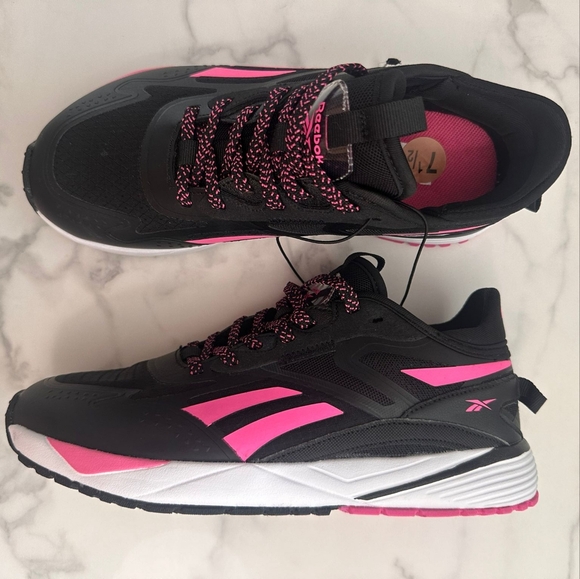 Reebok Black/Pink Womens Running Sneakers Size 7.5 (38) - Picture 7 of 8